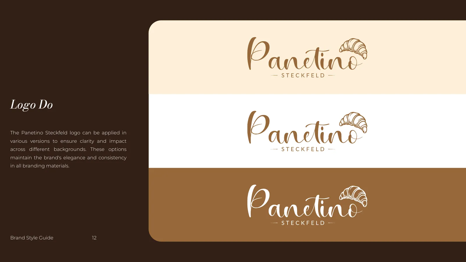 Panetino Steckfeld brand style guide, page 12