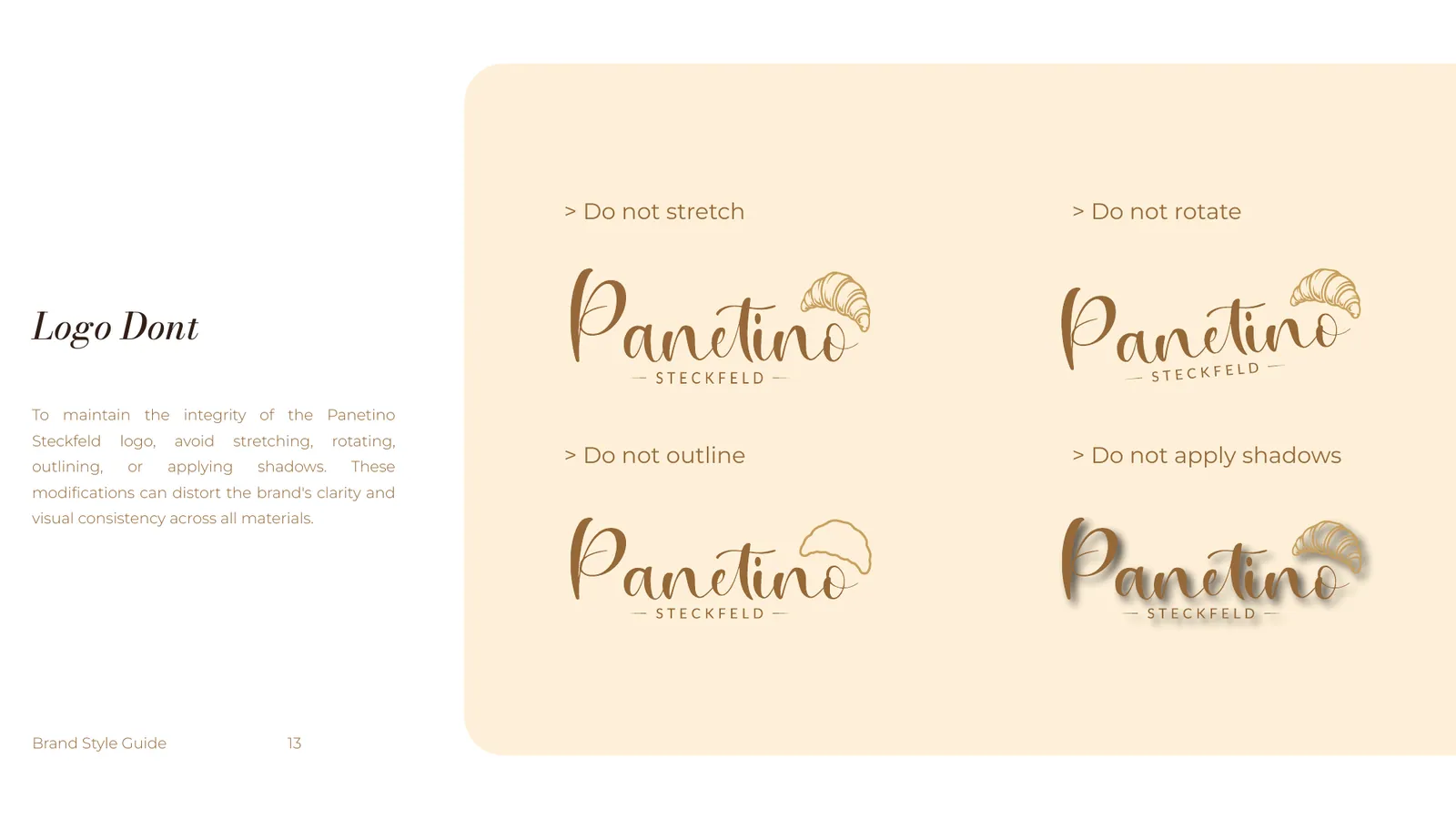Panetino Steckfeld brand style guide, page 13