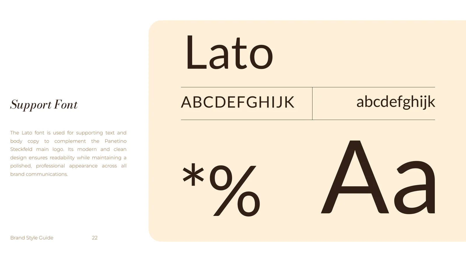 Panetino Steckfeld brand style guide, page 22