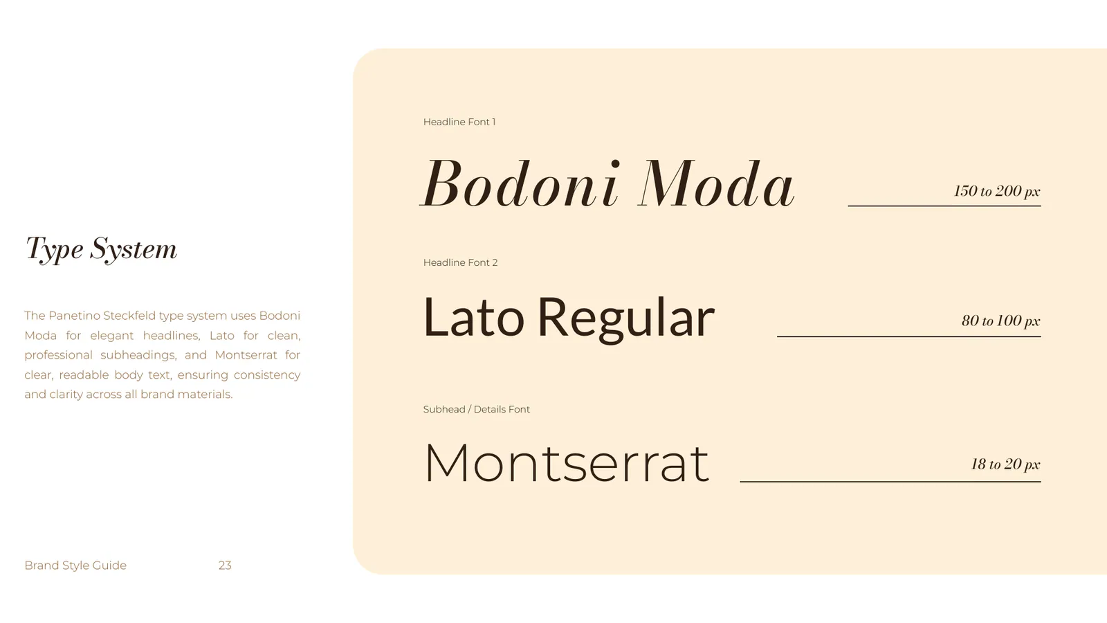 Panetino Steckfeld brand style guide, page 23