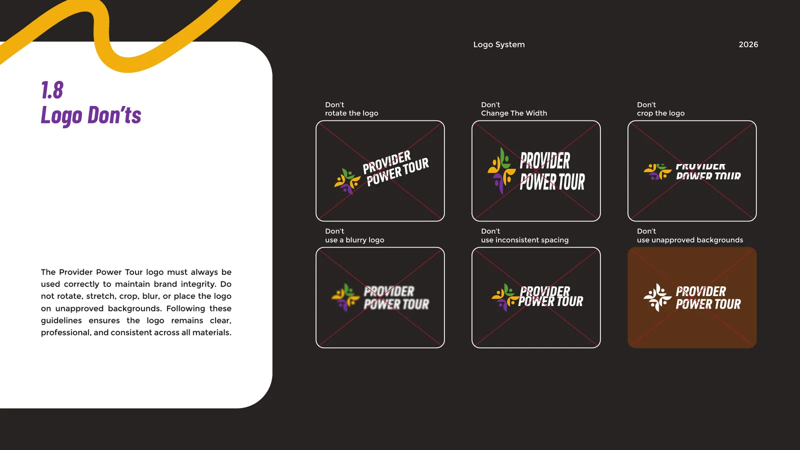Provider Power Tour brand style guide, page 16