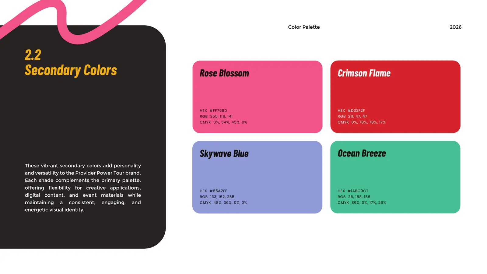 Provider Power Tour brand style guide, page 20