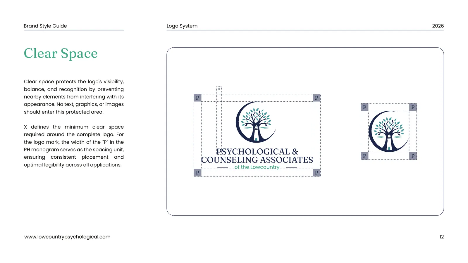 Psychological & Counseling Associates brand style guide, page 11
