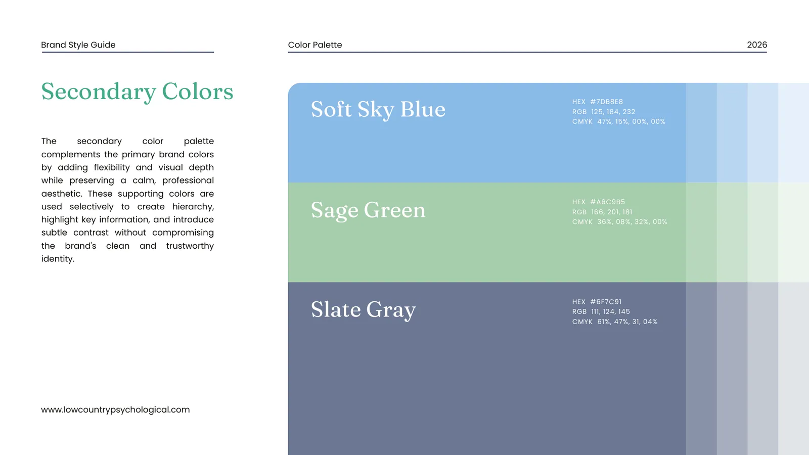 Psychological & Counseling Associates brand style guide, page 22