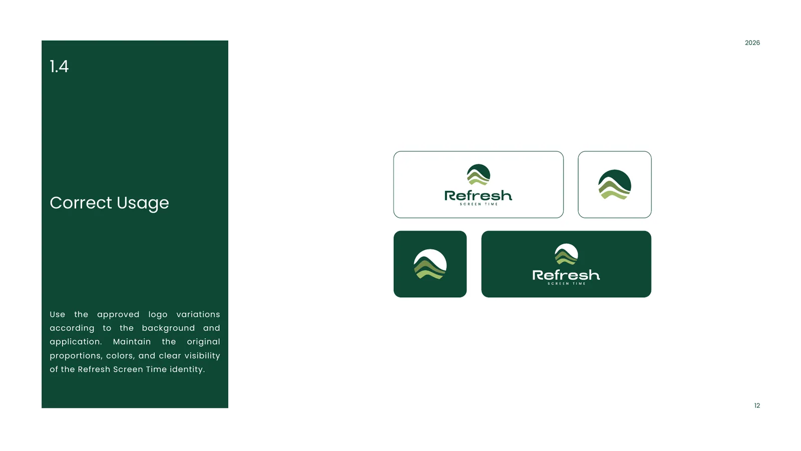 Refresh Screen Time brand style guide, page 12