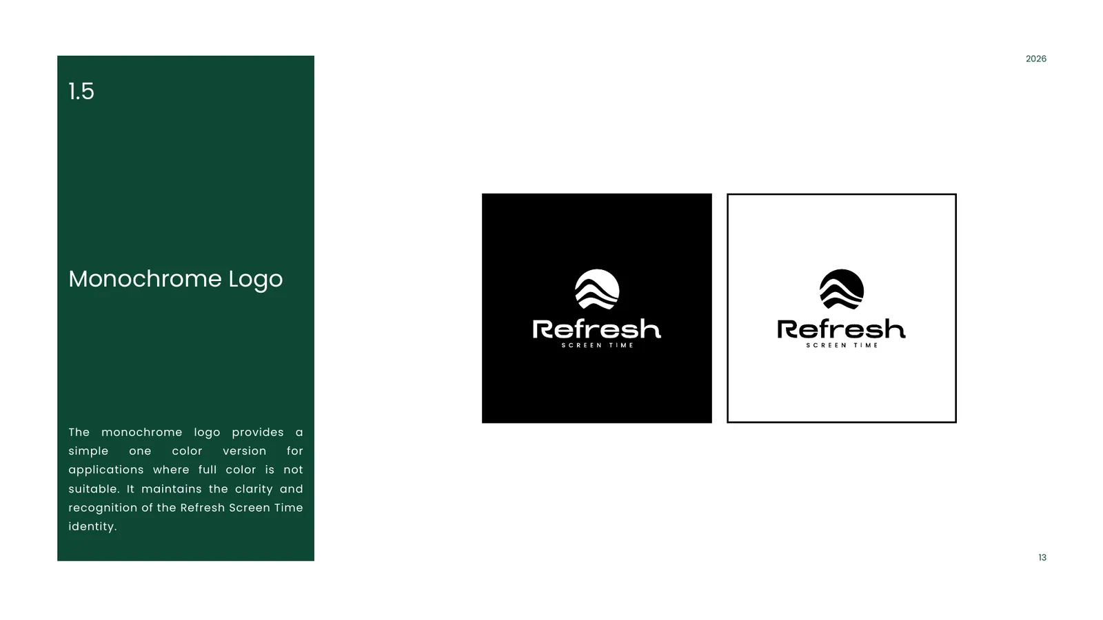 Refresh Screen Time brand style guide, page 13
