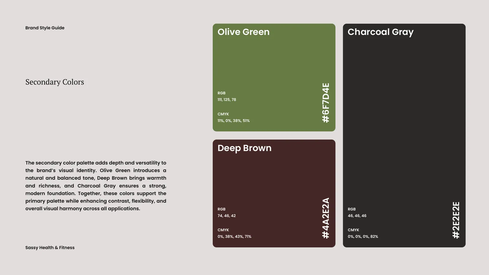 Sassy Health & Fitness brand style guide, page 26