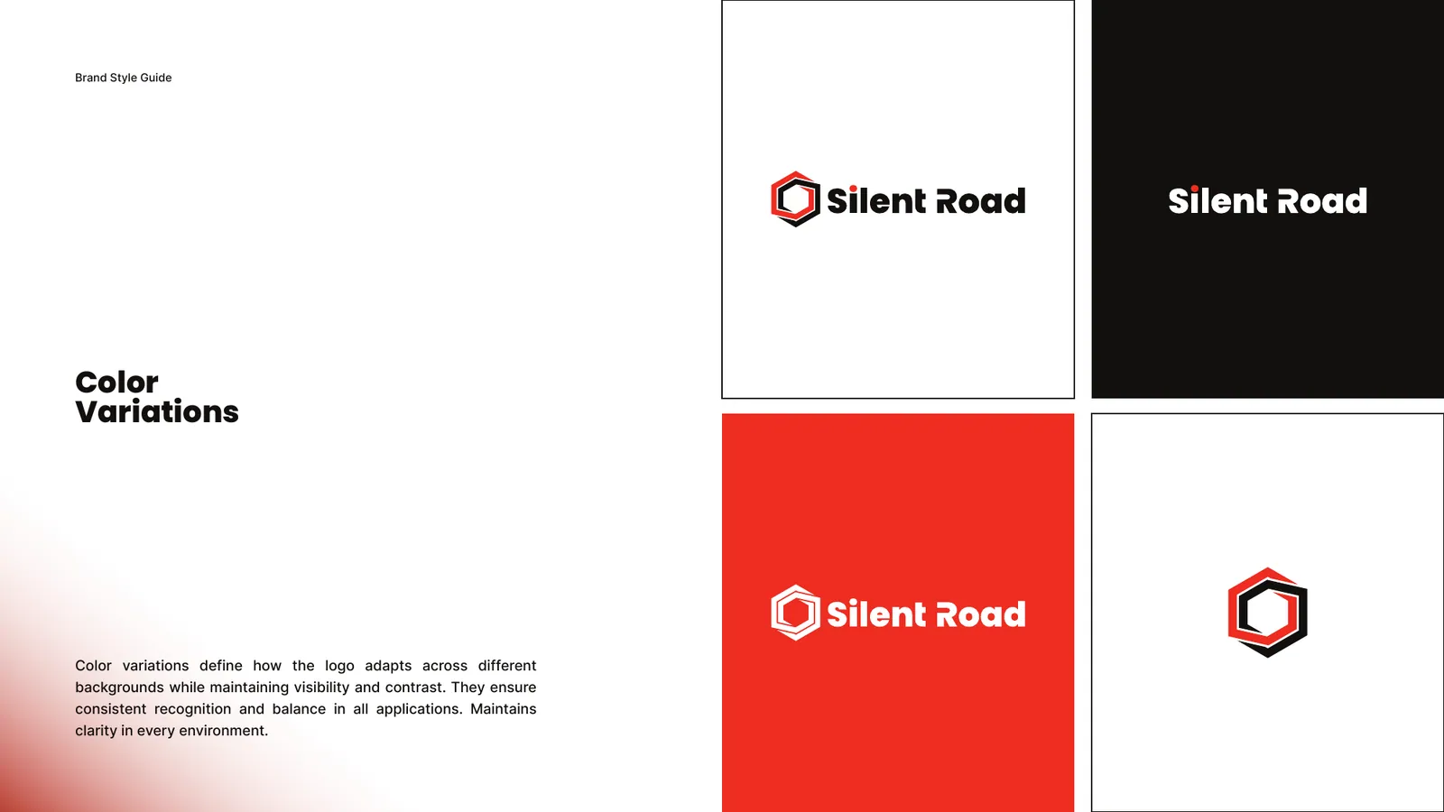 Silent Road brand style guide, page 16