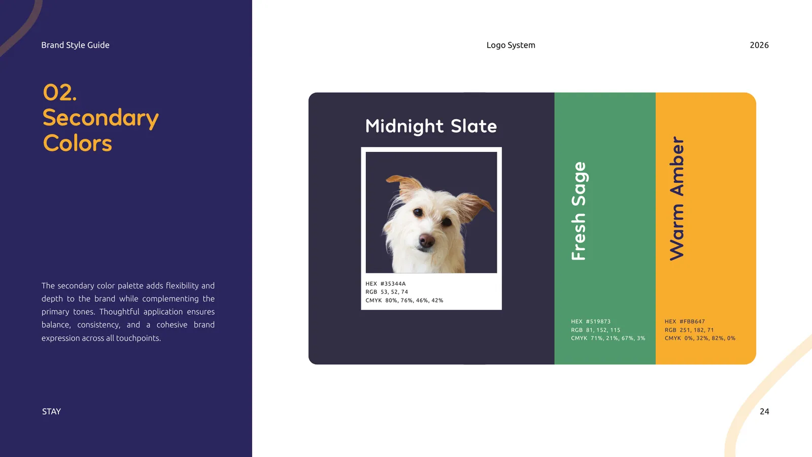 STAY brand style guide, page 24