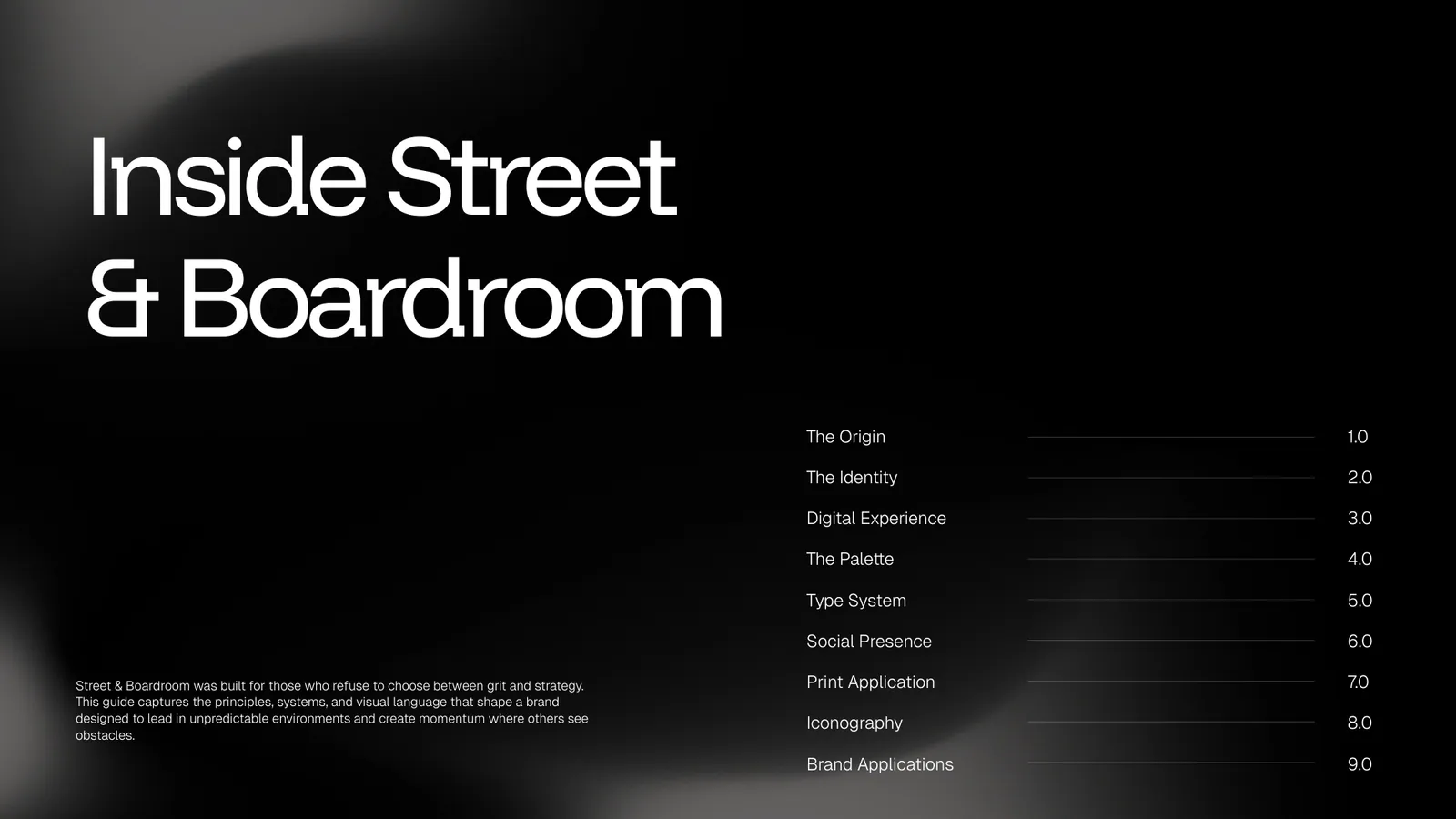 Street & Boardroom brand style guide, page 3