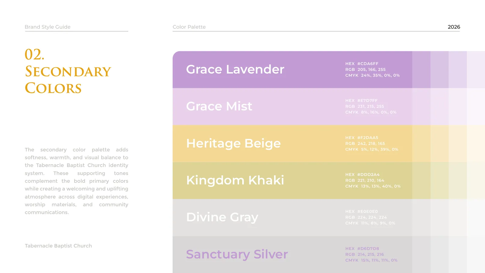 Tabernacle Baptist Church brand style guide, page 27