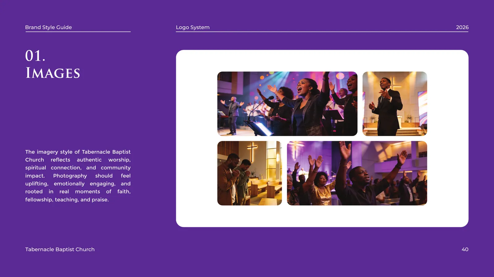 Tabernacle Baptist Church brand style guide, page 40