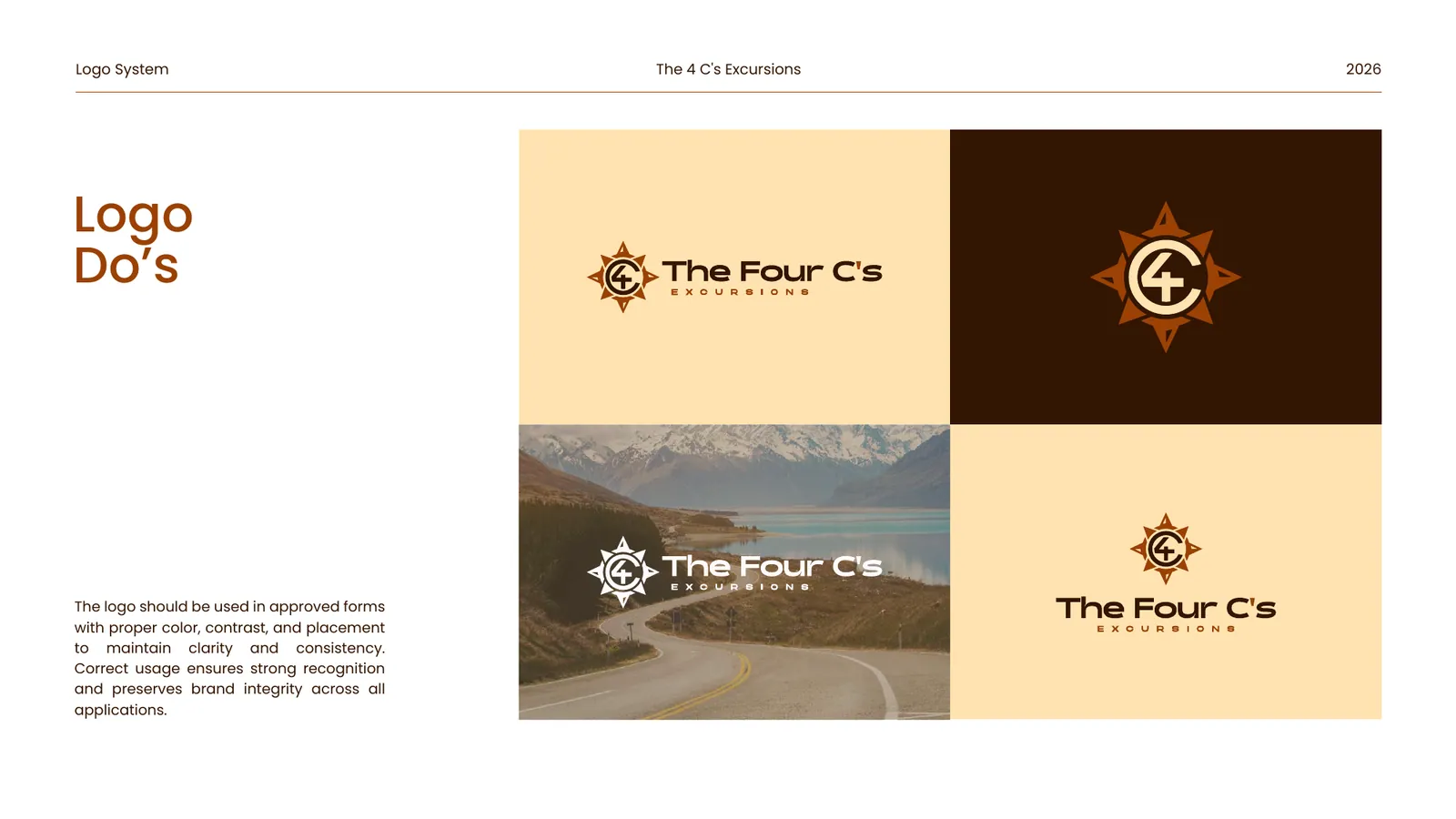 The 4 C's Excursions brand style guide, page 13
