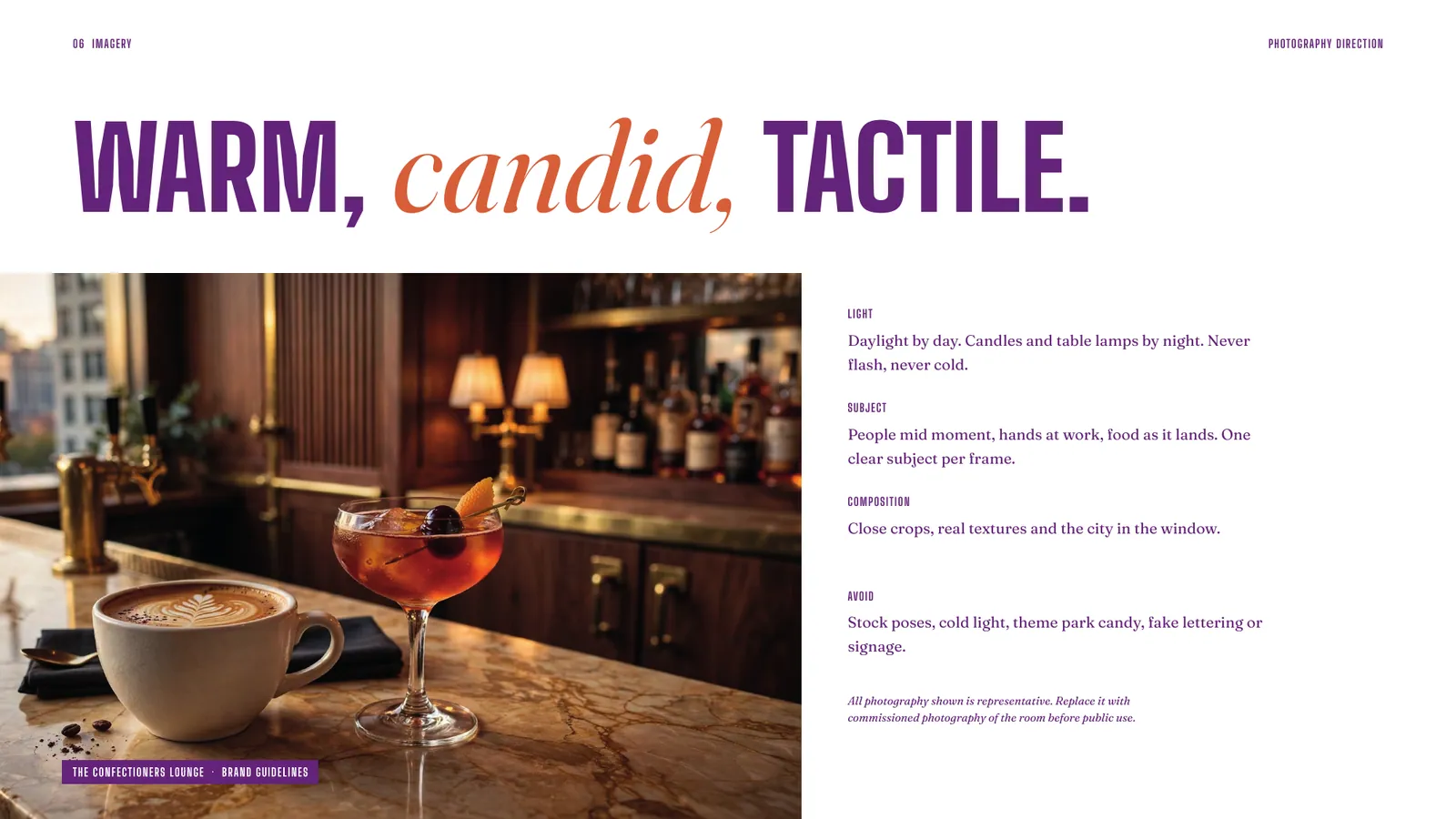 The Confectioners Lounge brand style guide, page 30