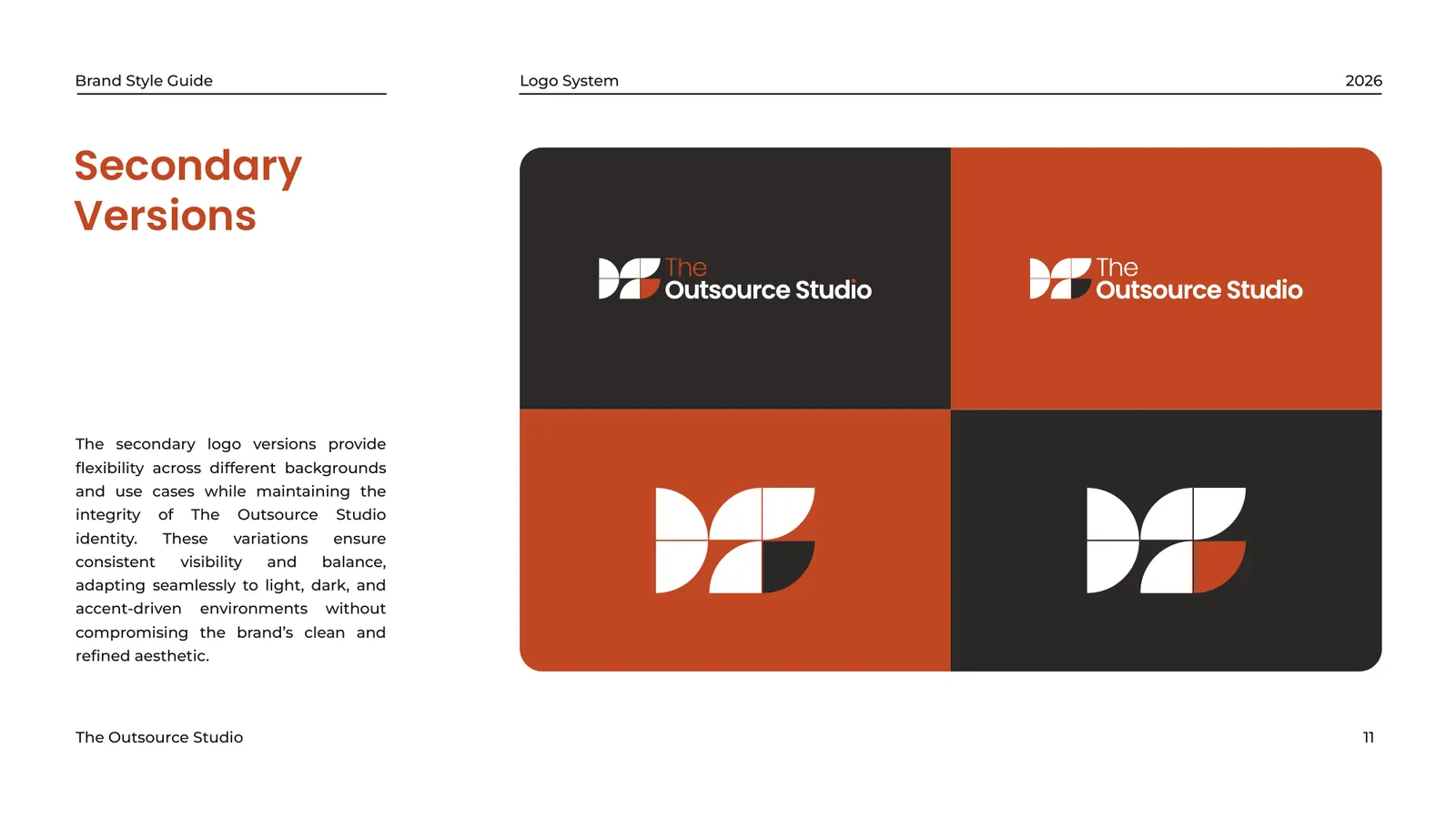 The Outsource Studio brand style guide, page 11