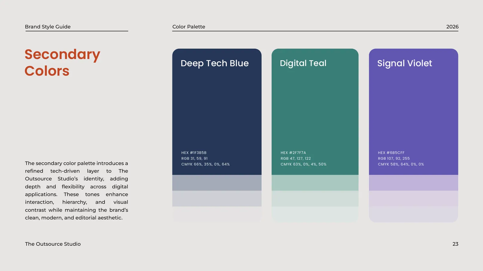 The Outsource Studio brand style guide, page 23