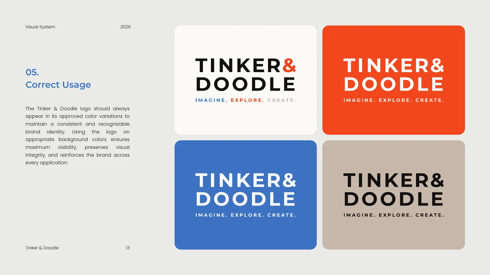 Tinker & Doodle brand style guide, page 13