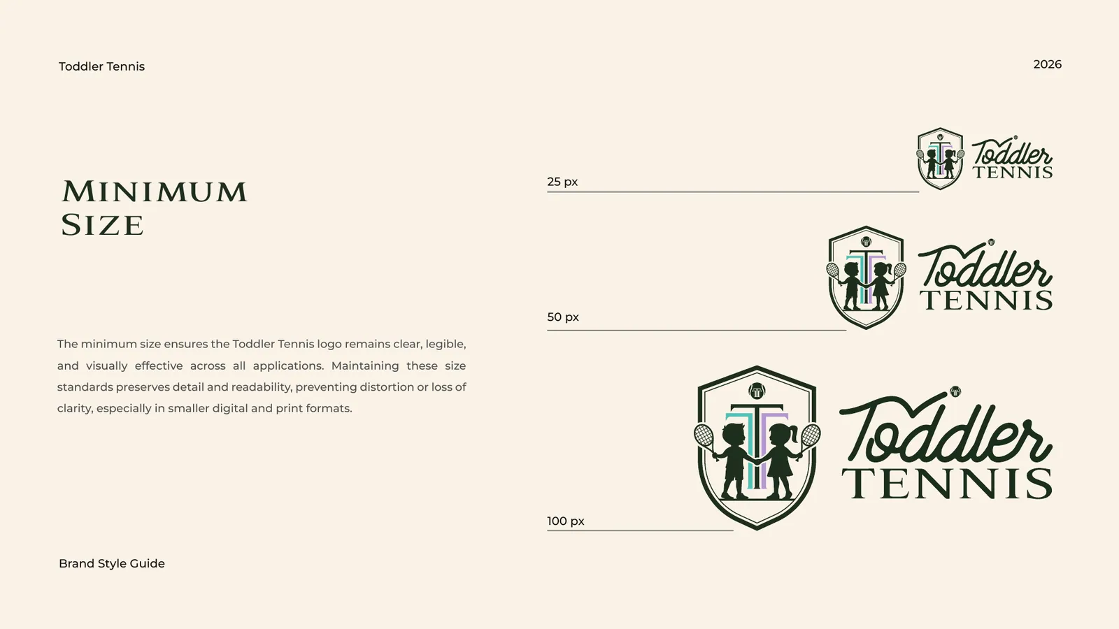 Toddler Tennis brand style guide, page 11