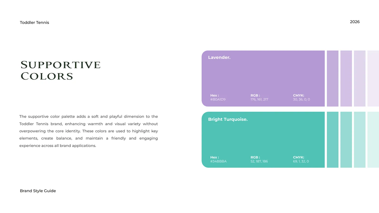 Toddler Tennis brand style guide, page 19