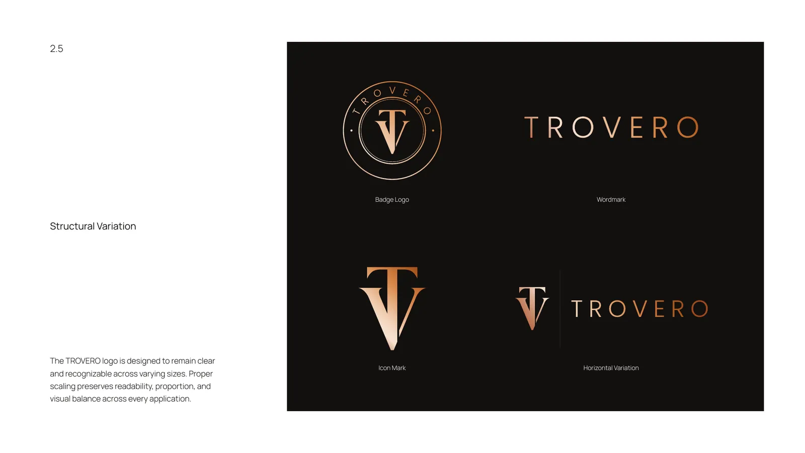 TROVERO brand style guide, page 14
