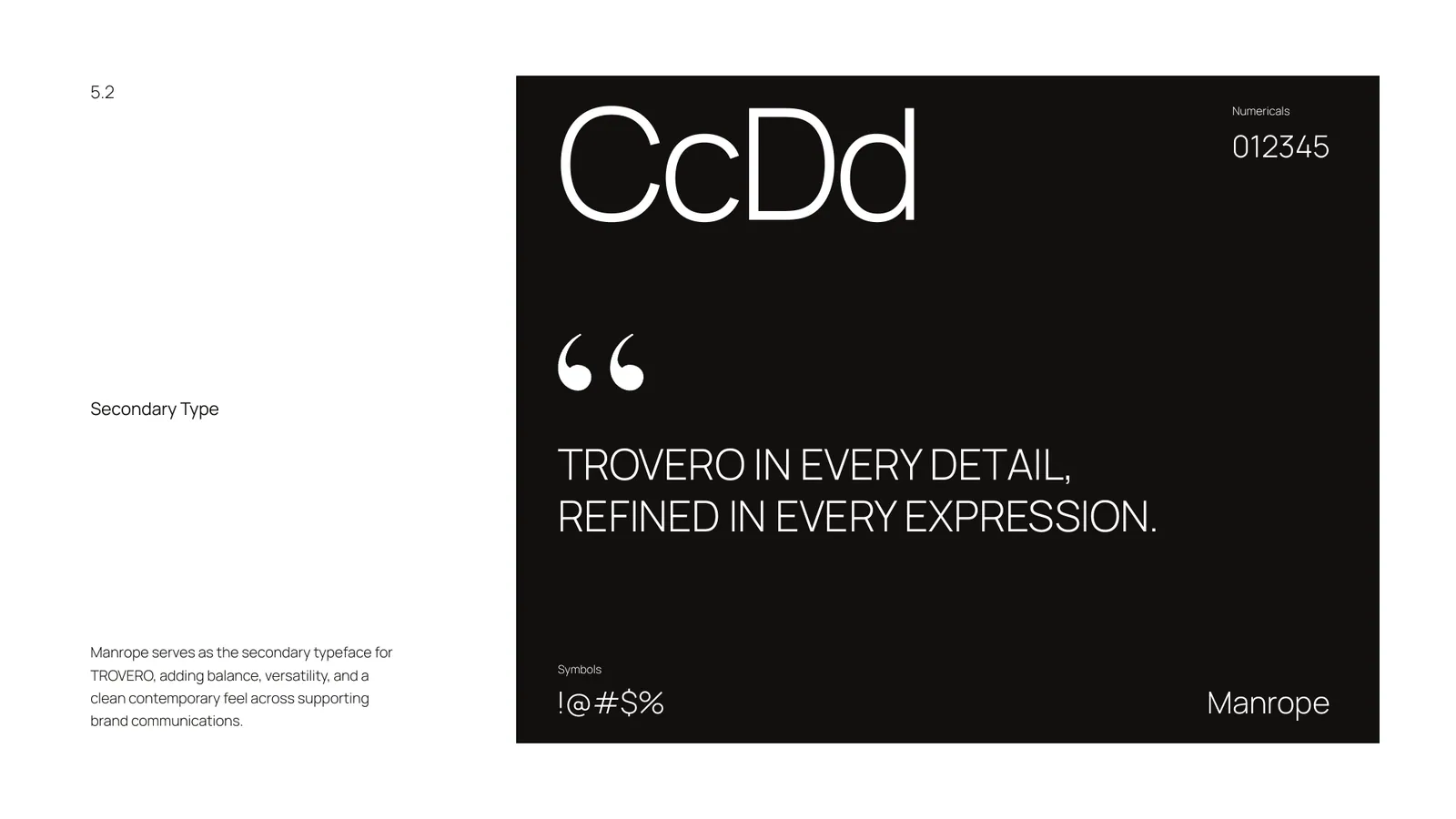 TROVERO brand style guide, page 28