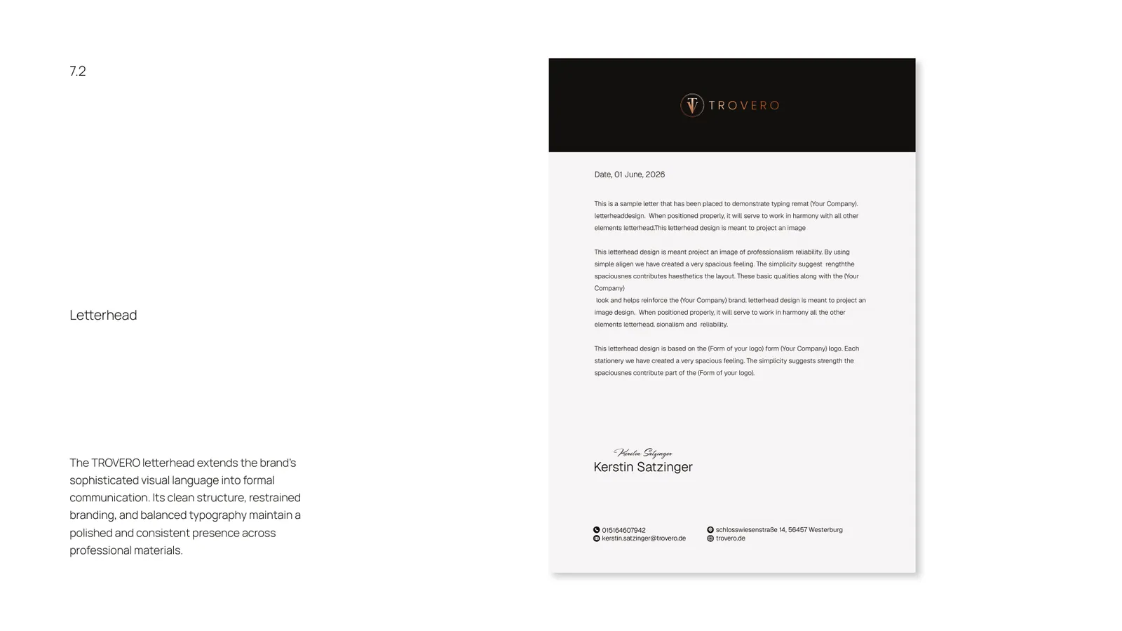 TROVERO brand style guide, page 34