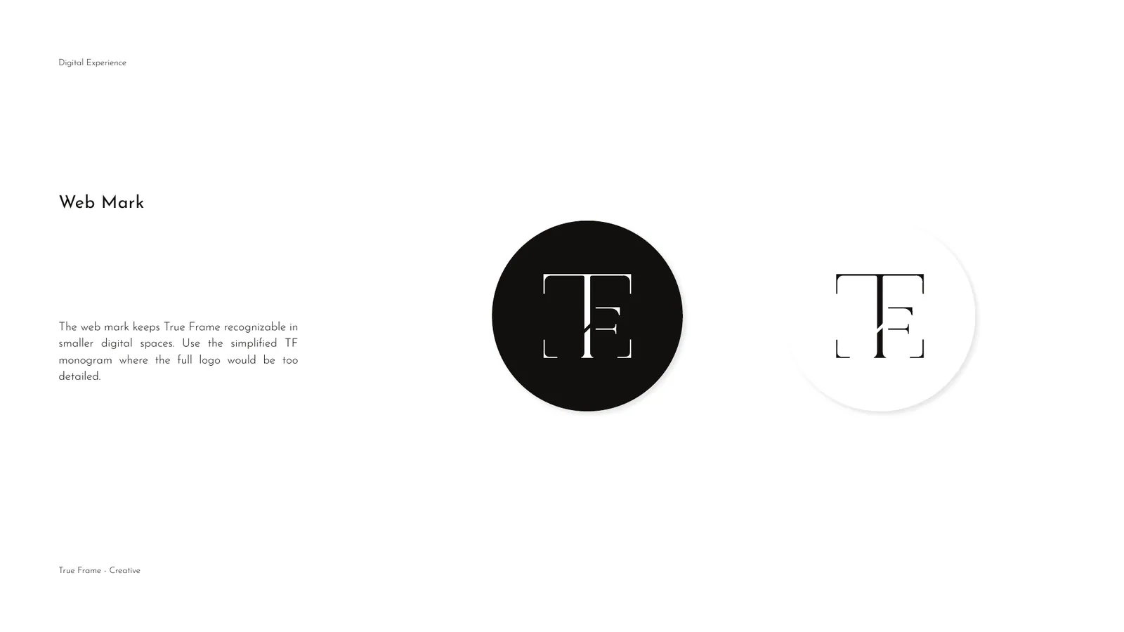 True Frame brand style guide, page 20