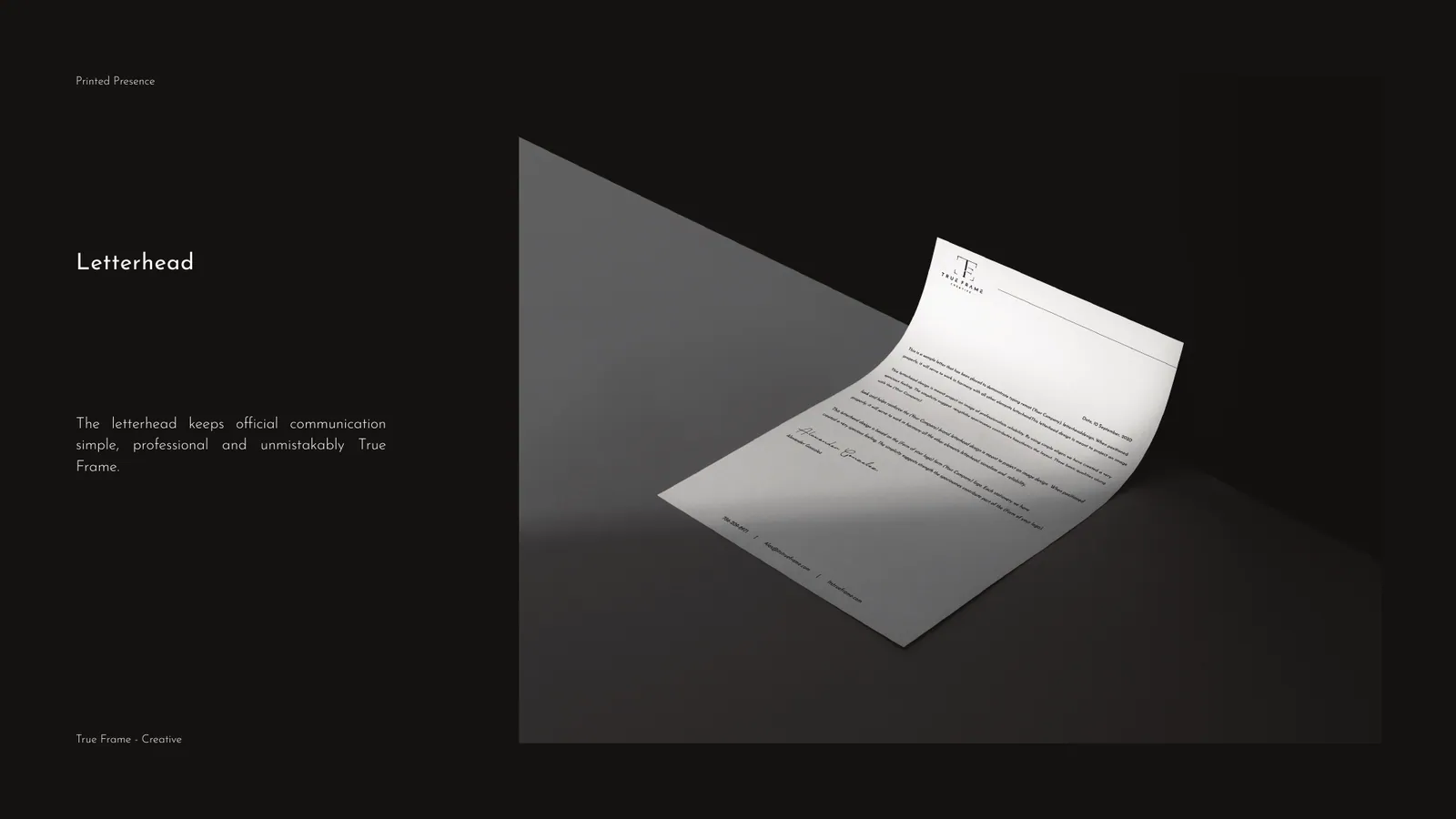 True Frame brand style guide, page 33