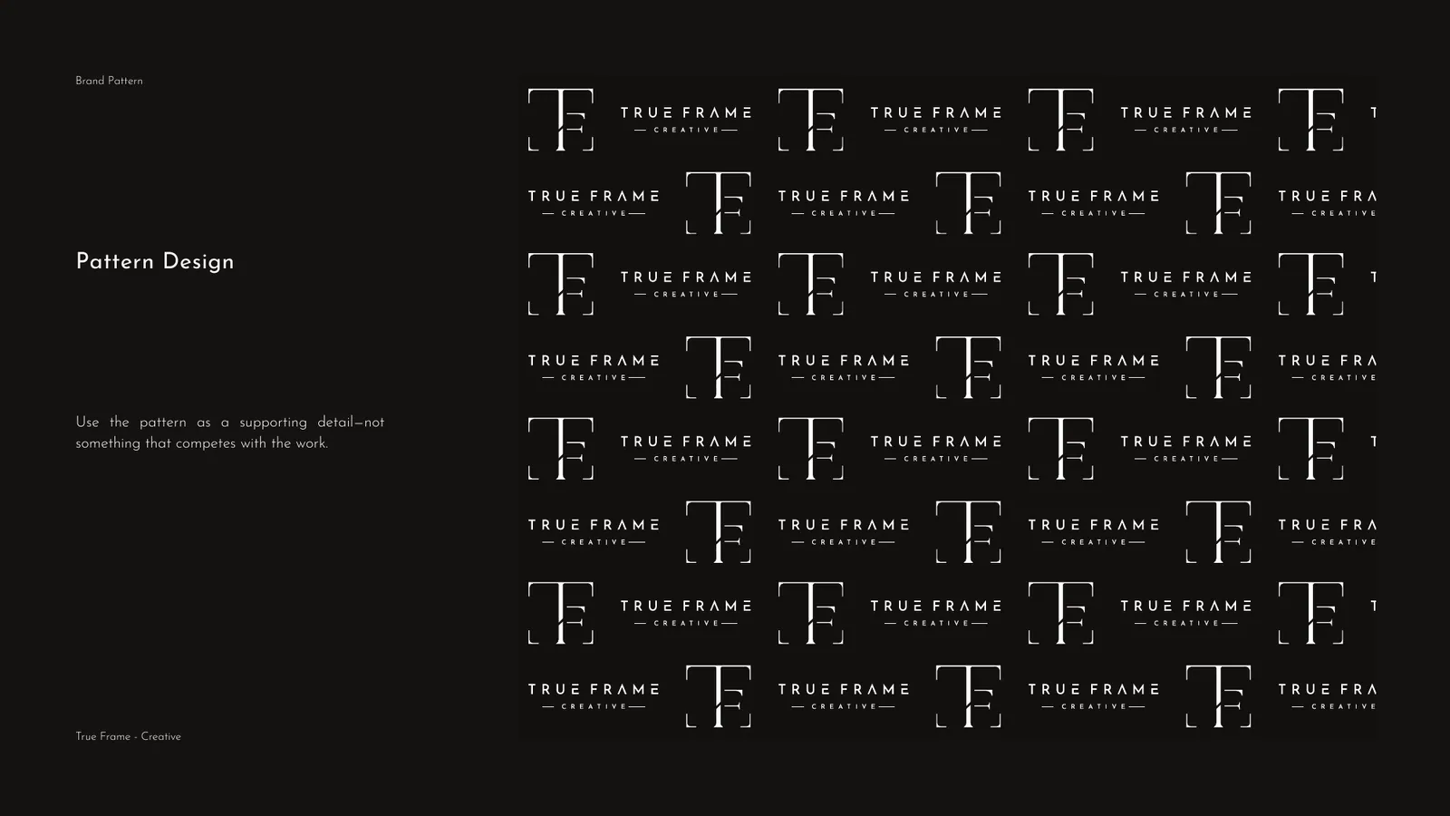 True Frame brand style guide, page 40