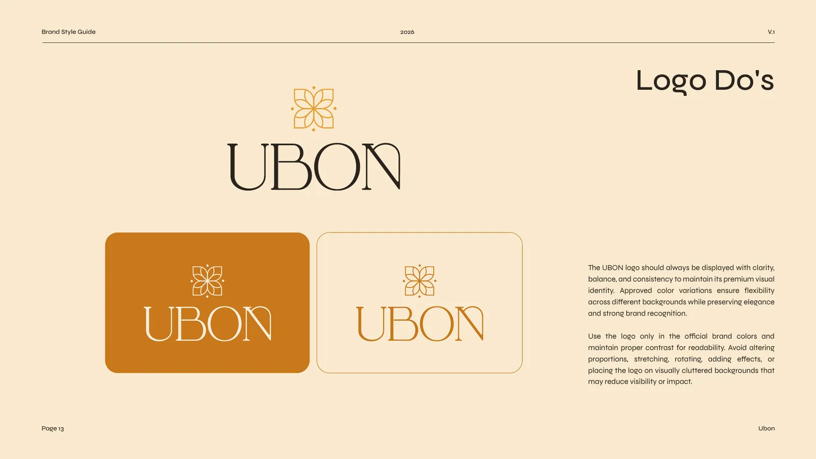 Ubon brand style guide, page 13
