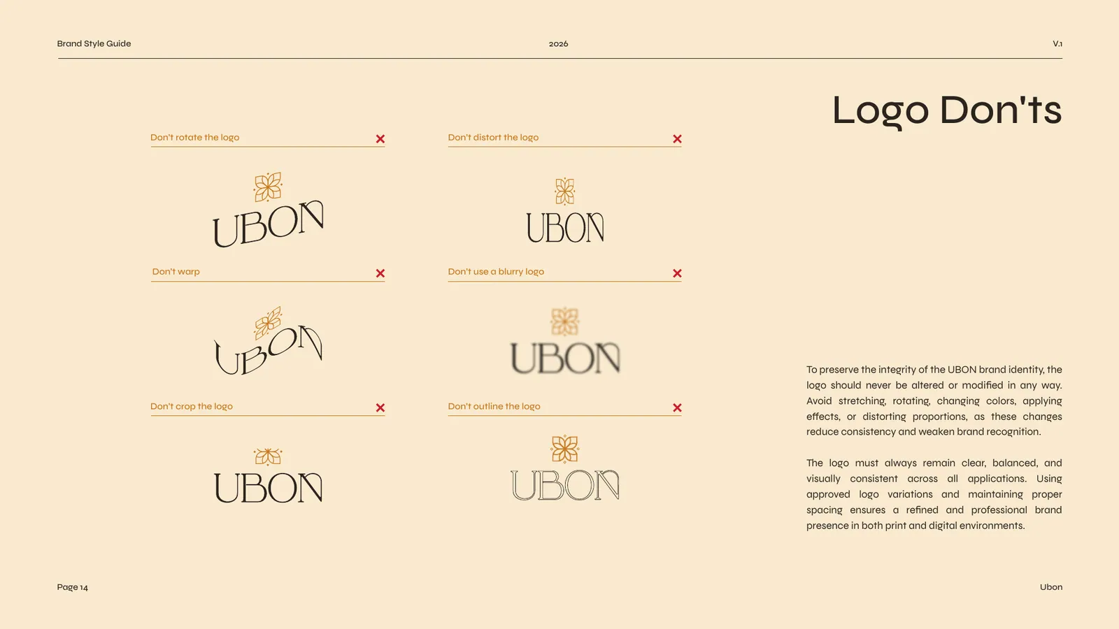 Ubon brand style guide, page 14