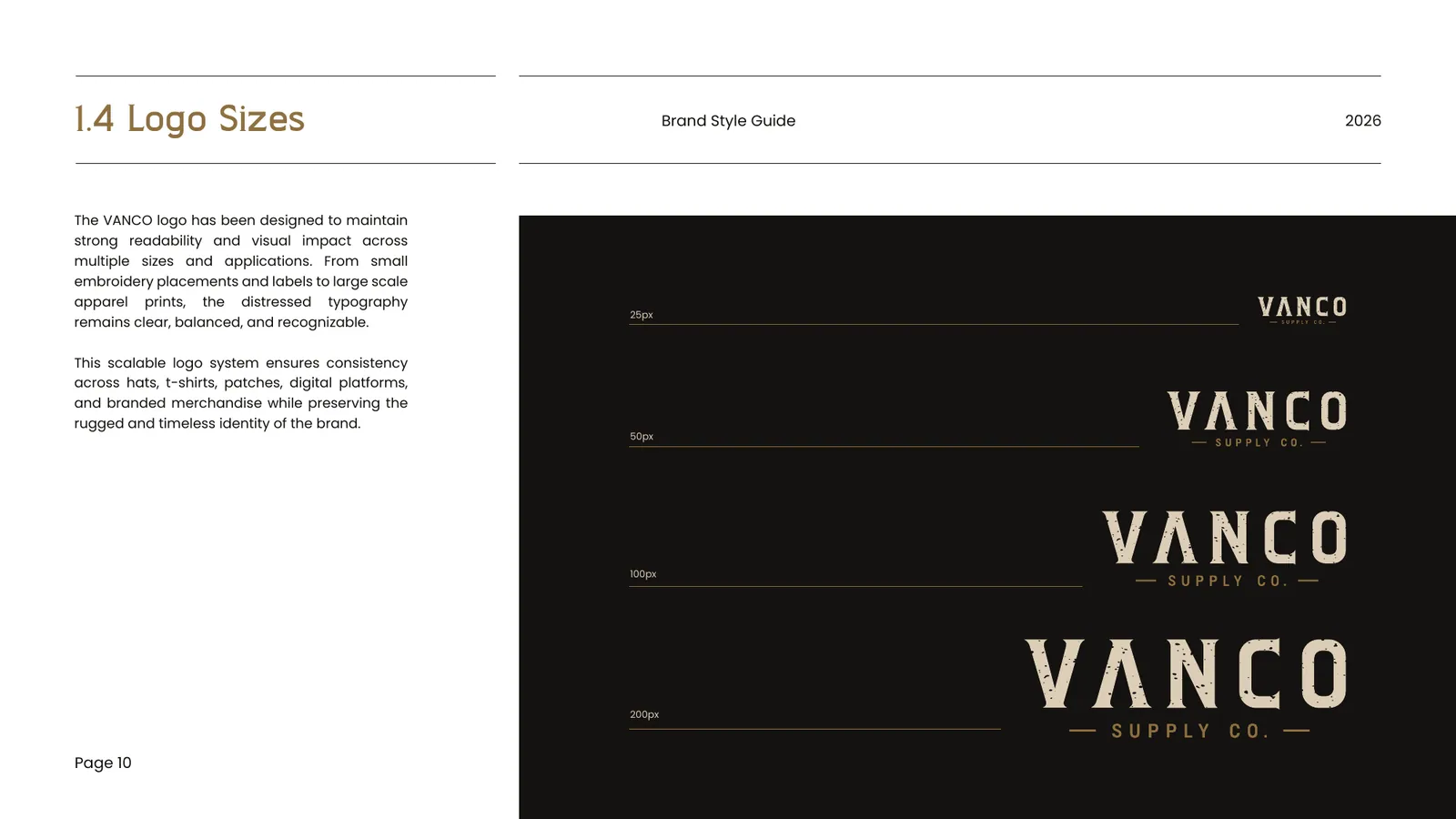 VANCO brand style guide, page 10