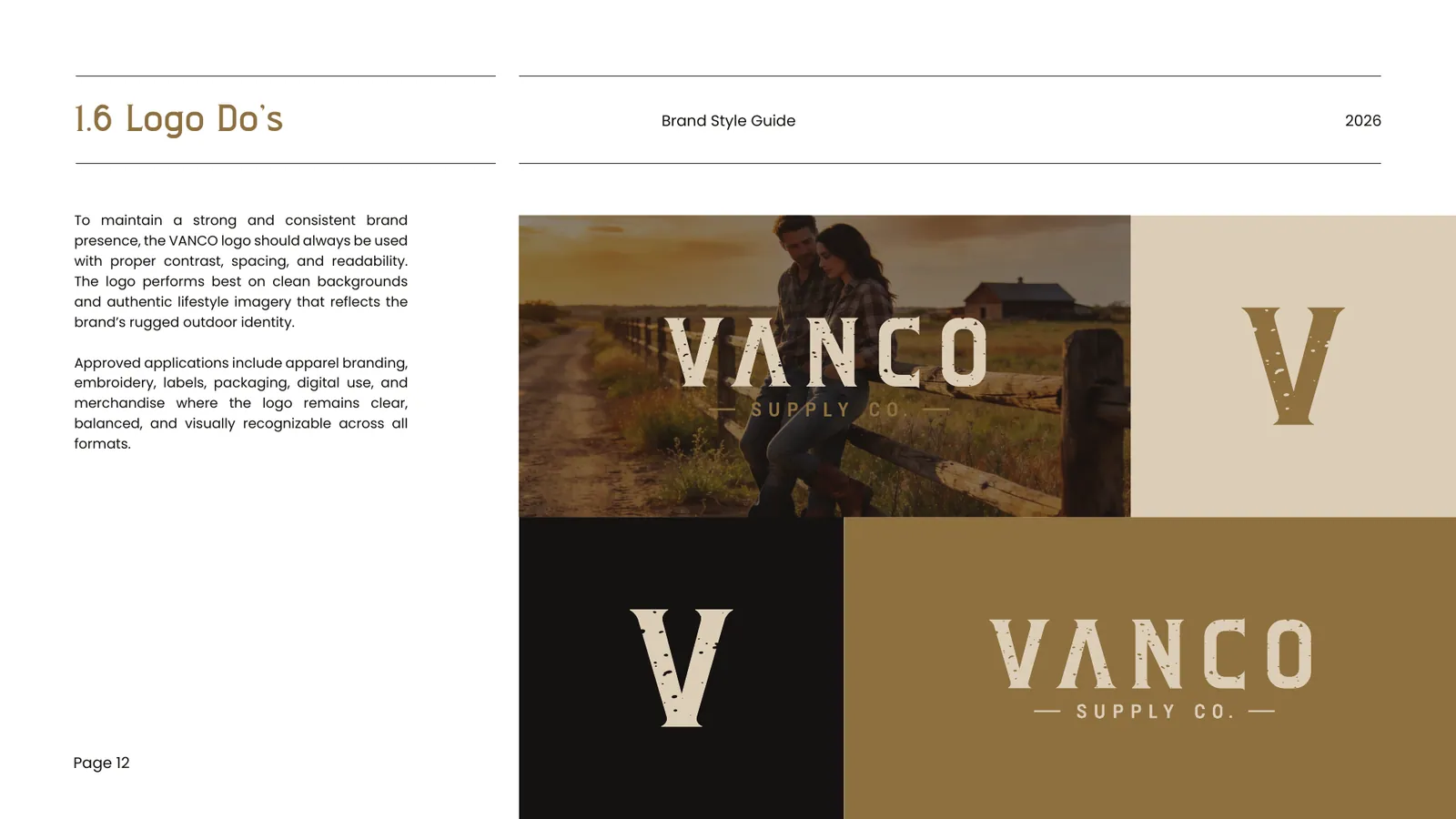 VANCO brand style guide, page 12