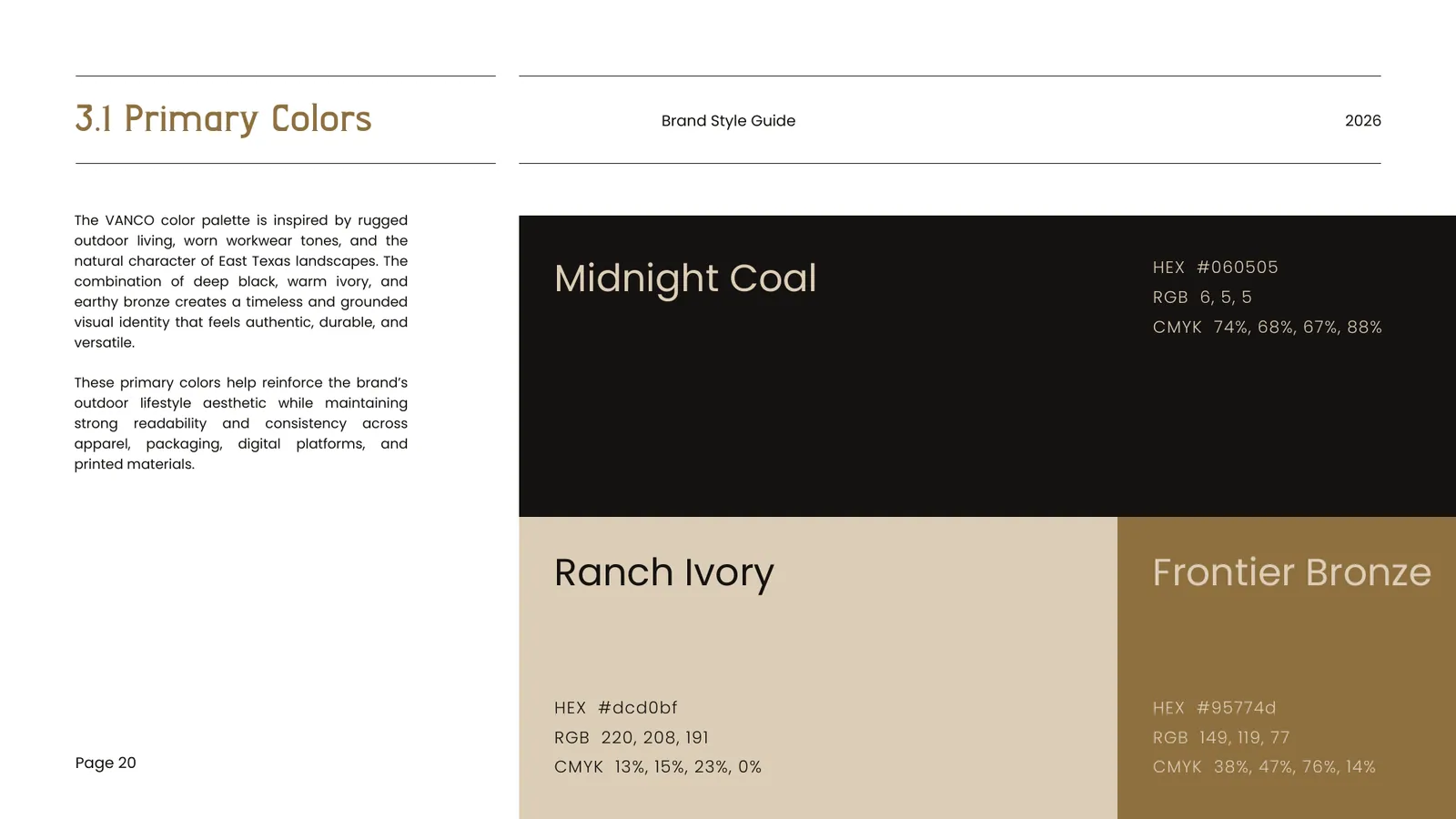 VANCO brand style guide, page 20