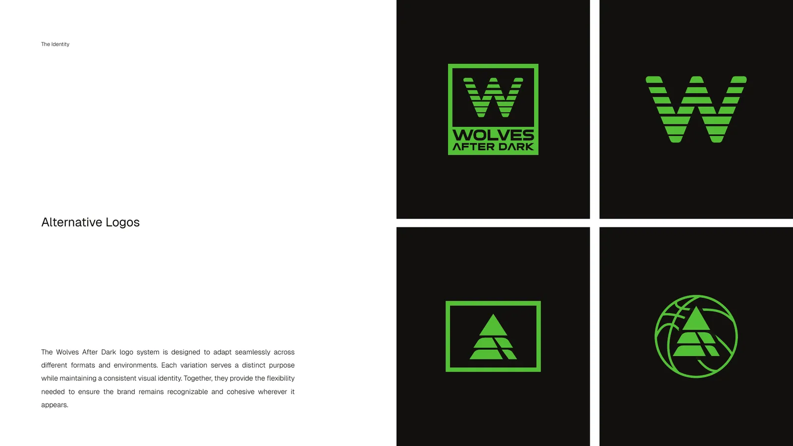 Wolves After Dark brand style guide, page 14