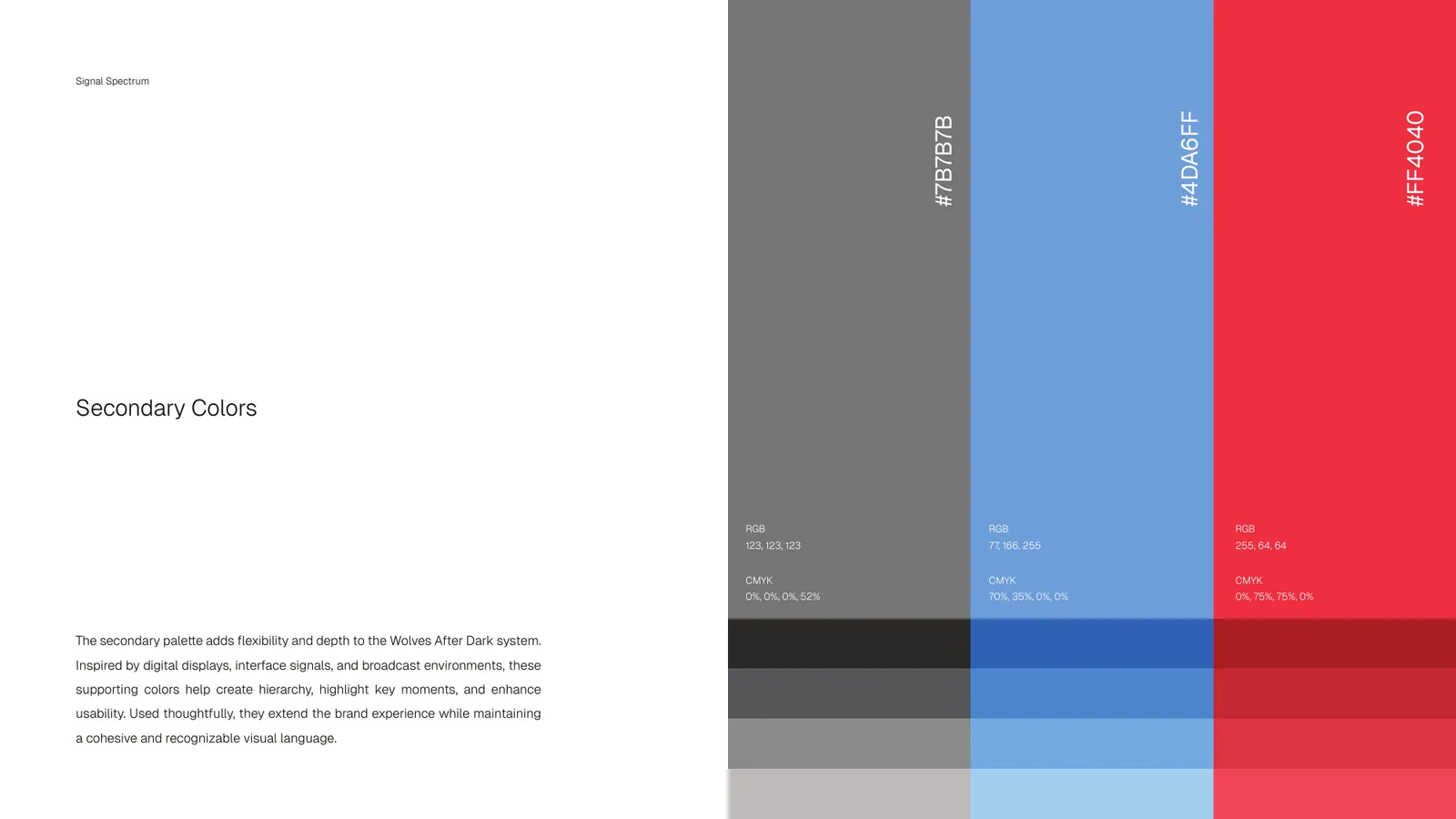 Wolves After Dark brand style guide, page 25